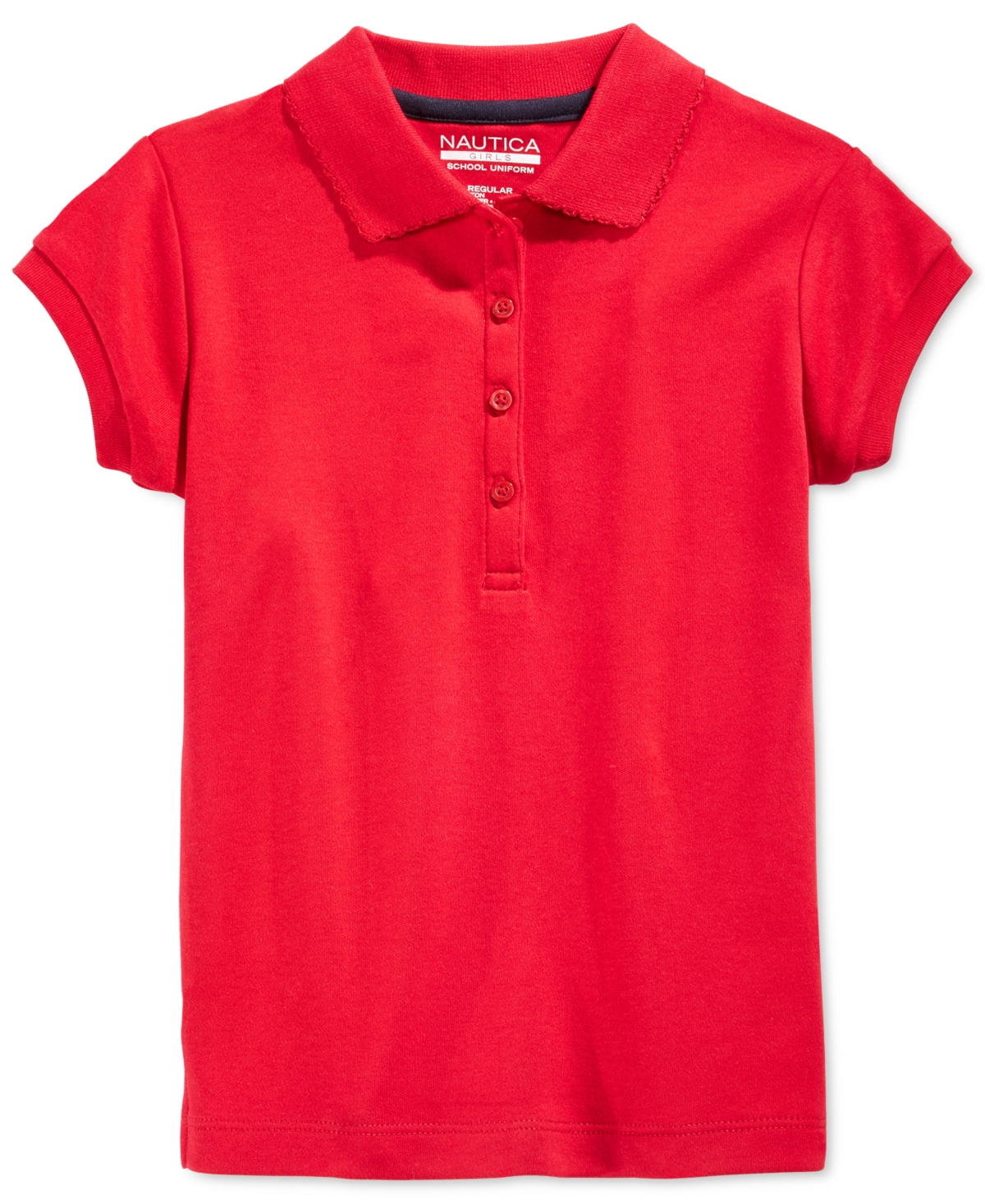 Nautica Little Girls Short Sleeve Interlock Polo Shirt In Red