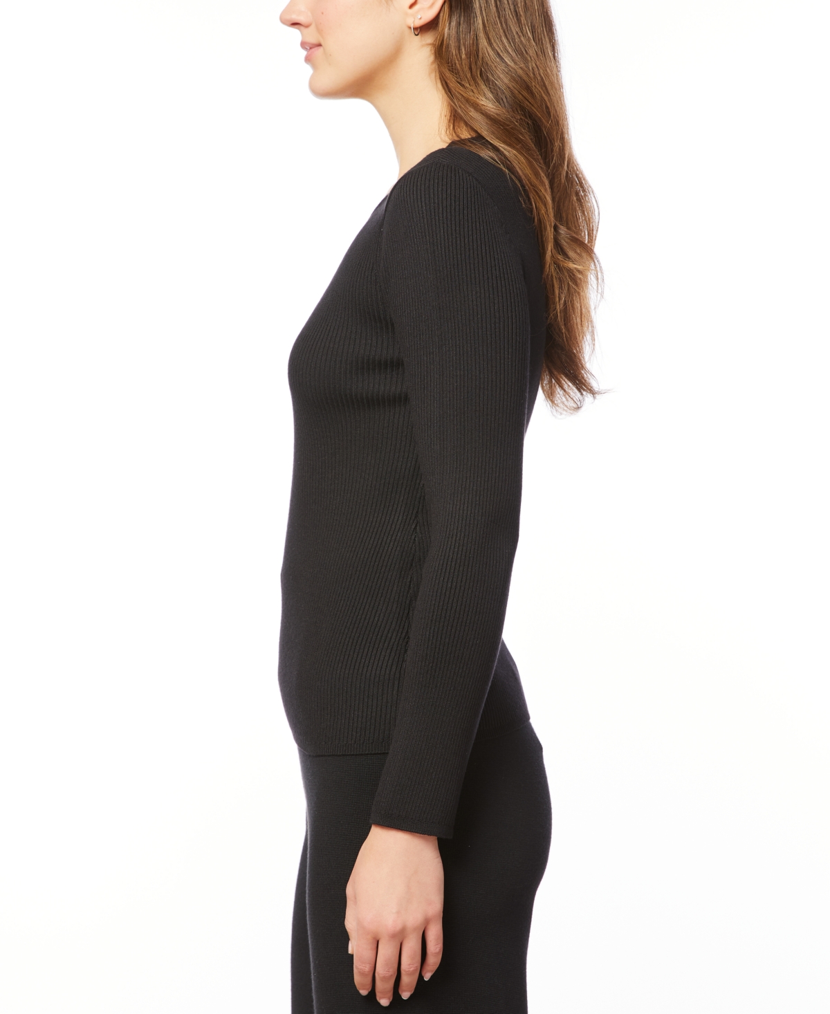 Melissa Paige Women's Petite Ribbed Scoop-Neck Sweater