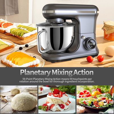 5.3 Qt Digital Display Stand Mixer 8 Speed with Egg Whisk, Dough Hook & Flat Beater
