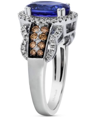 Blueberry Tanzanite (2-1/2 ct. t.w.) & Diamond (5/8 ct. t.w.) Halo Statement Ring in 14k White Gold (Also Available in 14K Rose Gold or 14k Yellow Gold)