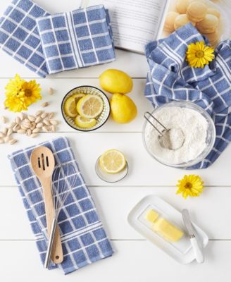 Basic Terry Collection Windowpane Dishtowel Set, 16x26", Stonewash Blue Check, 4 Piece