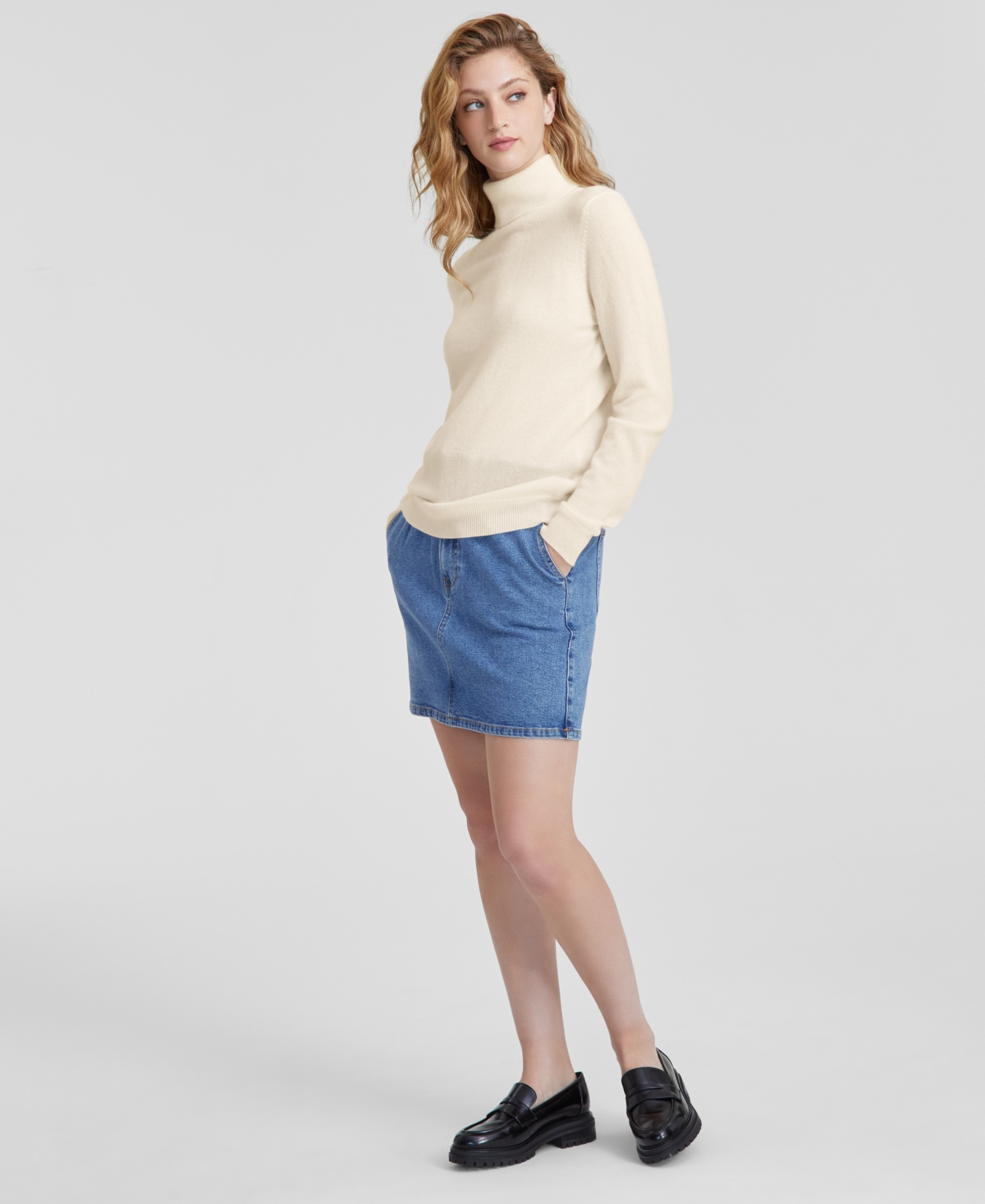 Charter Club 100% Cashmere Women's Turtleneck Sweater, Created For Macy's In Vanilla Ice