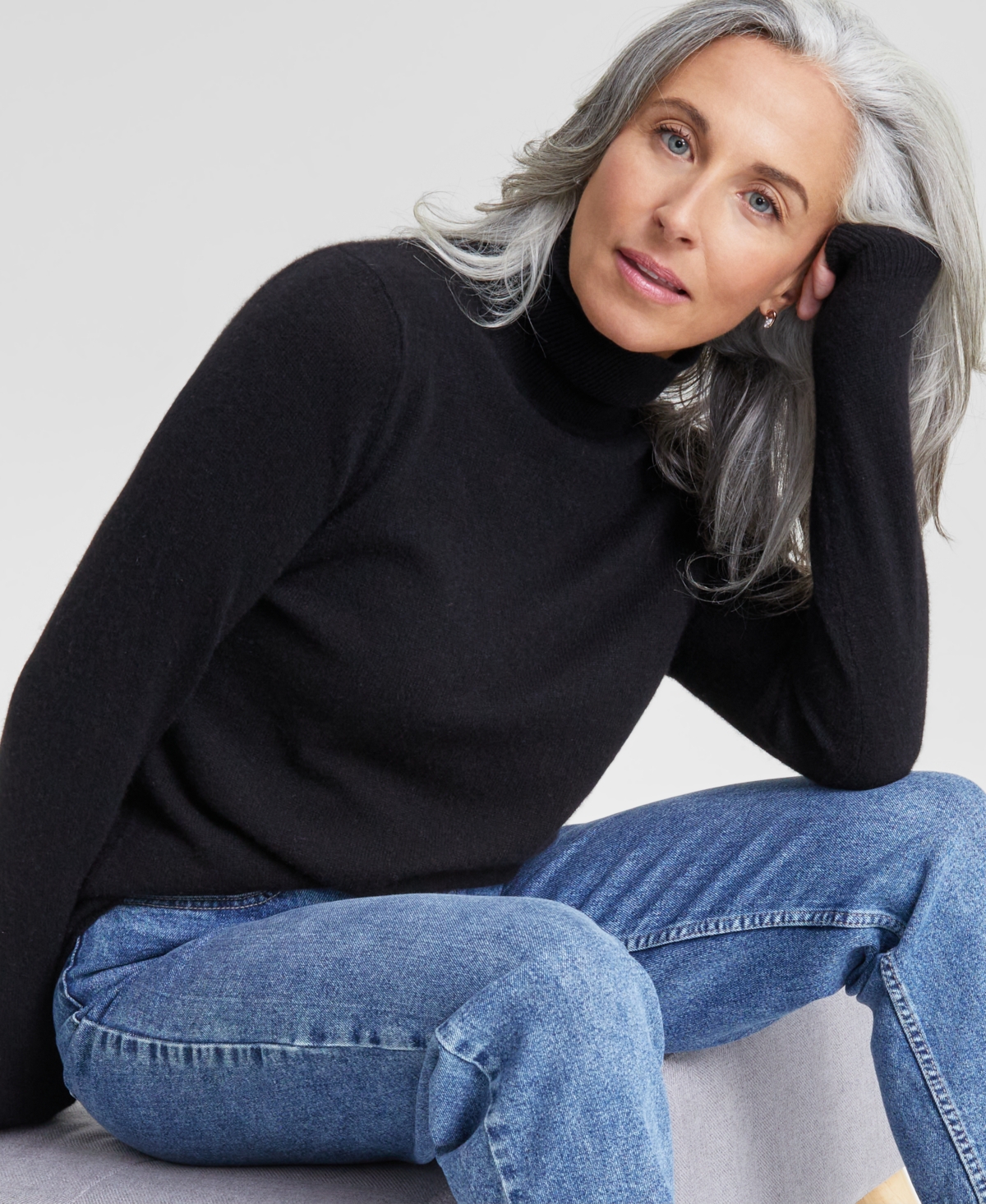 Charter Club 100% Cashmere Women's Petite Turtleneck Sweater, Created For Macy's In Classic Black