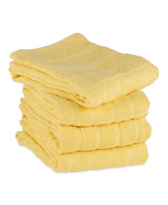 Basic Terry Collection Windowpane Dishtowel Set, 16x26", Yellow Solid, 4 Piece
