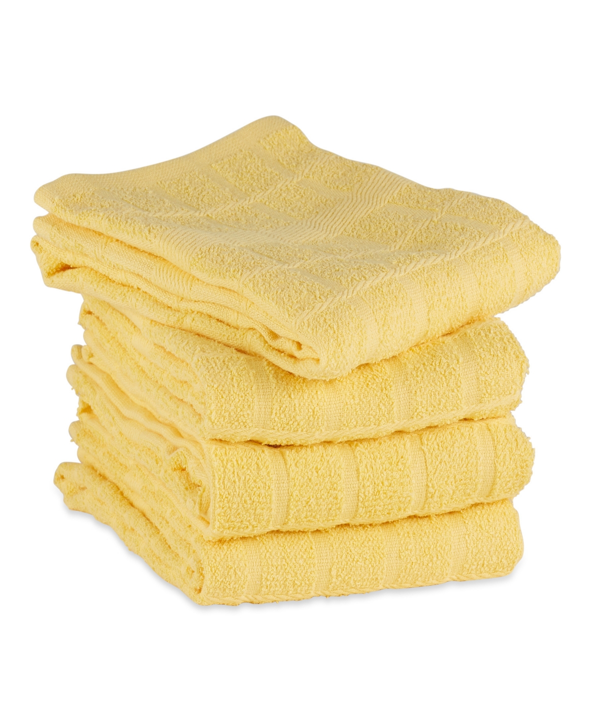 Design Imports Basic Terry Collection Windowpane Dishtowel Set, 16x26", Yellow Solid, 4 Piece In Yellow Solid