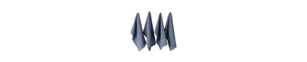 Design Imports Basic Terry Collection Windowpane Dishtowel Set, 16x26", Stonewash Solid, 4 Piece In Stonewash Solid