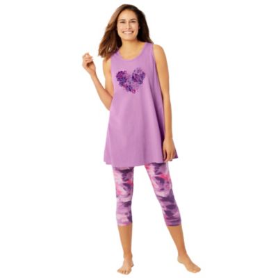 Women's Dreams and Co. Scoopneck Tank and Capri Legging PJ Set