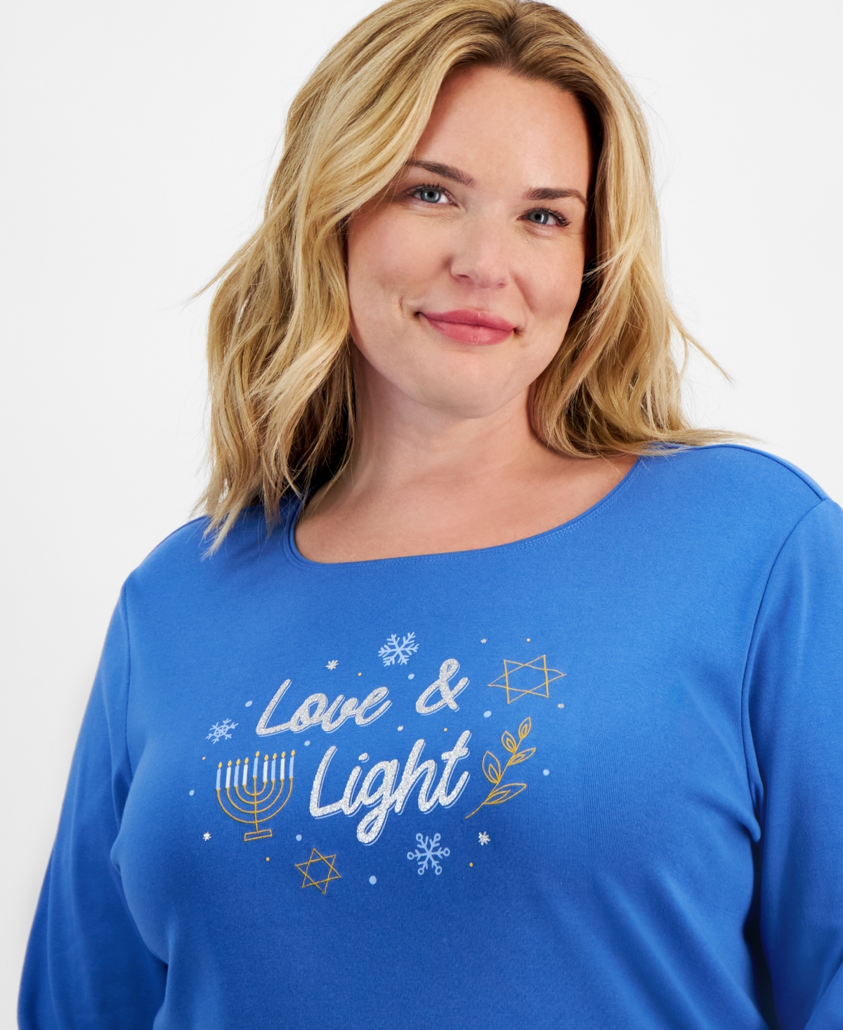 Holiday Lane Plus Size Love & Light Long-Sleeve T-Shirt
