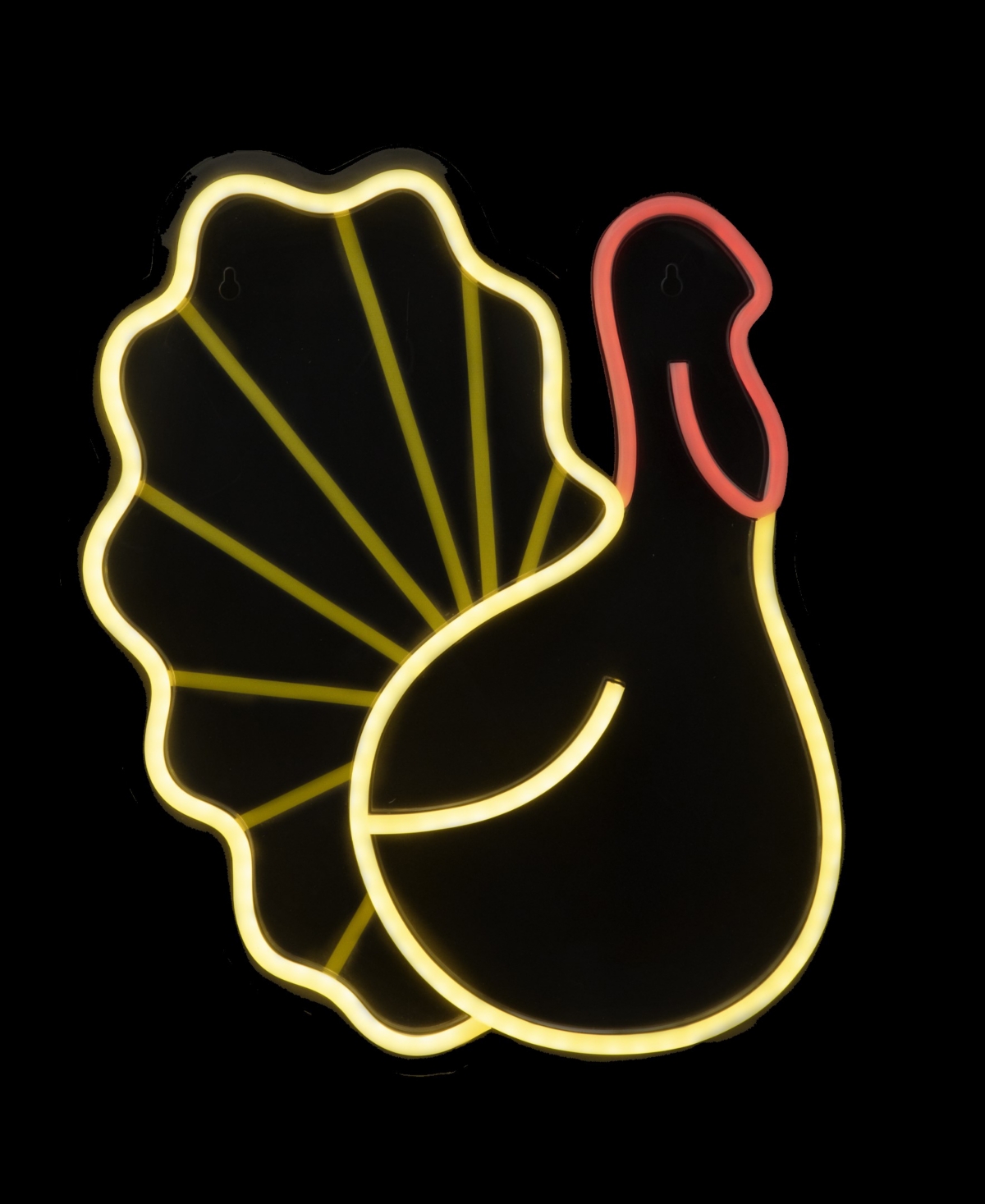 15" Led Lighted Neon Style Fall Harvest Turkey Window Silhouette - Yellow