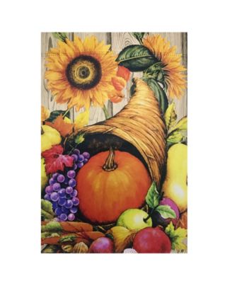 Cornucopia and Flowers Autumn Harvest Outdoor House Flag 28" x 40"