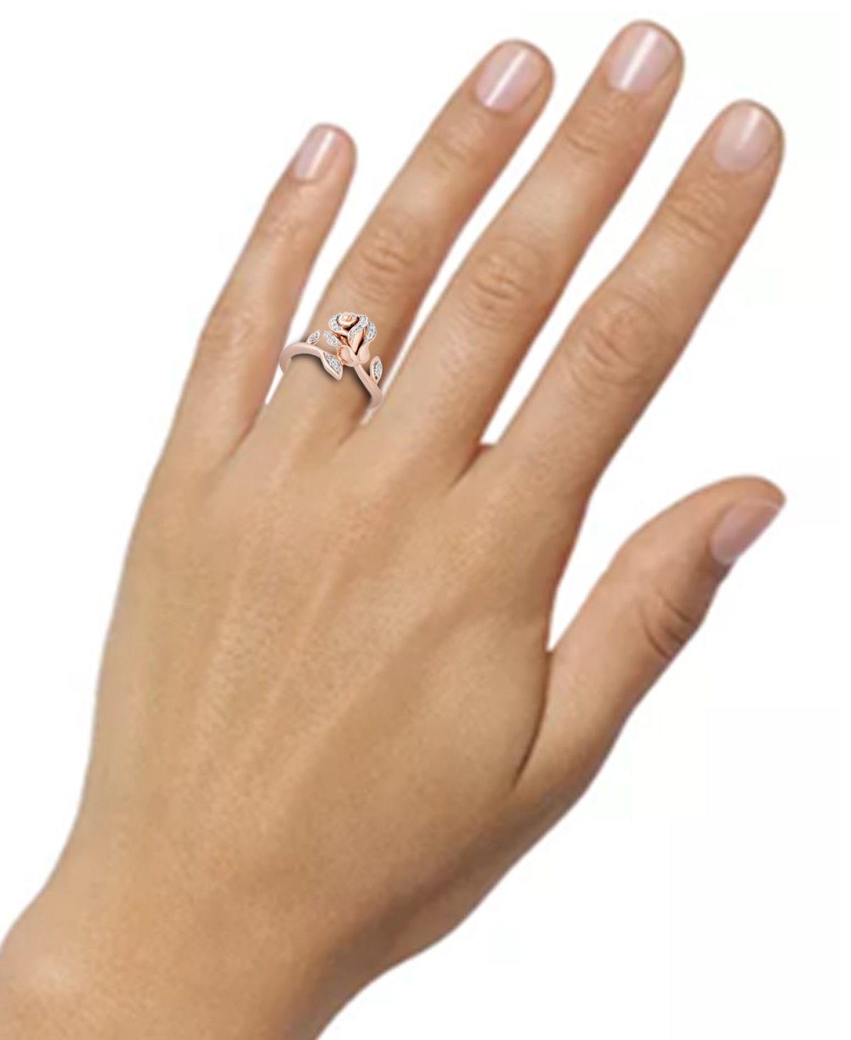 Diamond Rose Belle Ring (1/10 ct. t.w.) in Rose Gold-Plated Sterling Silver - Rose Gold-Plated Sterling Silver