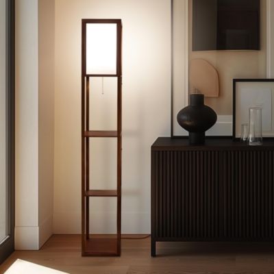 Maxwell 63" LED Shelf Column Floor Lamp with Lantern Shade