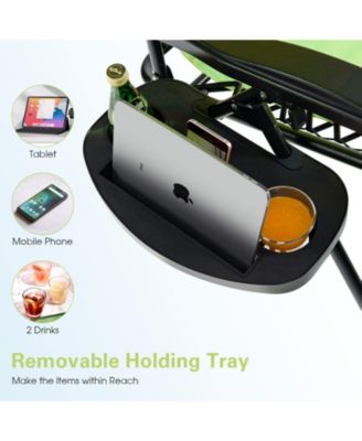 2 Pieces Folding Lounge Chair with Zero Gravity