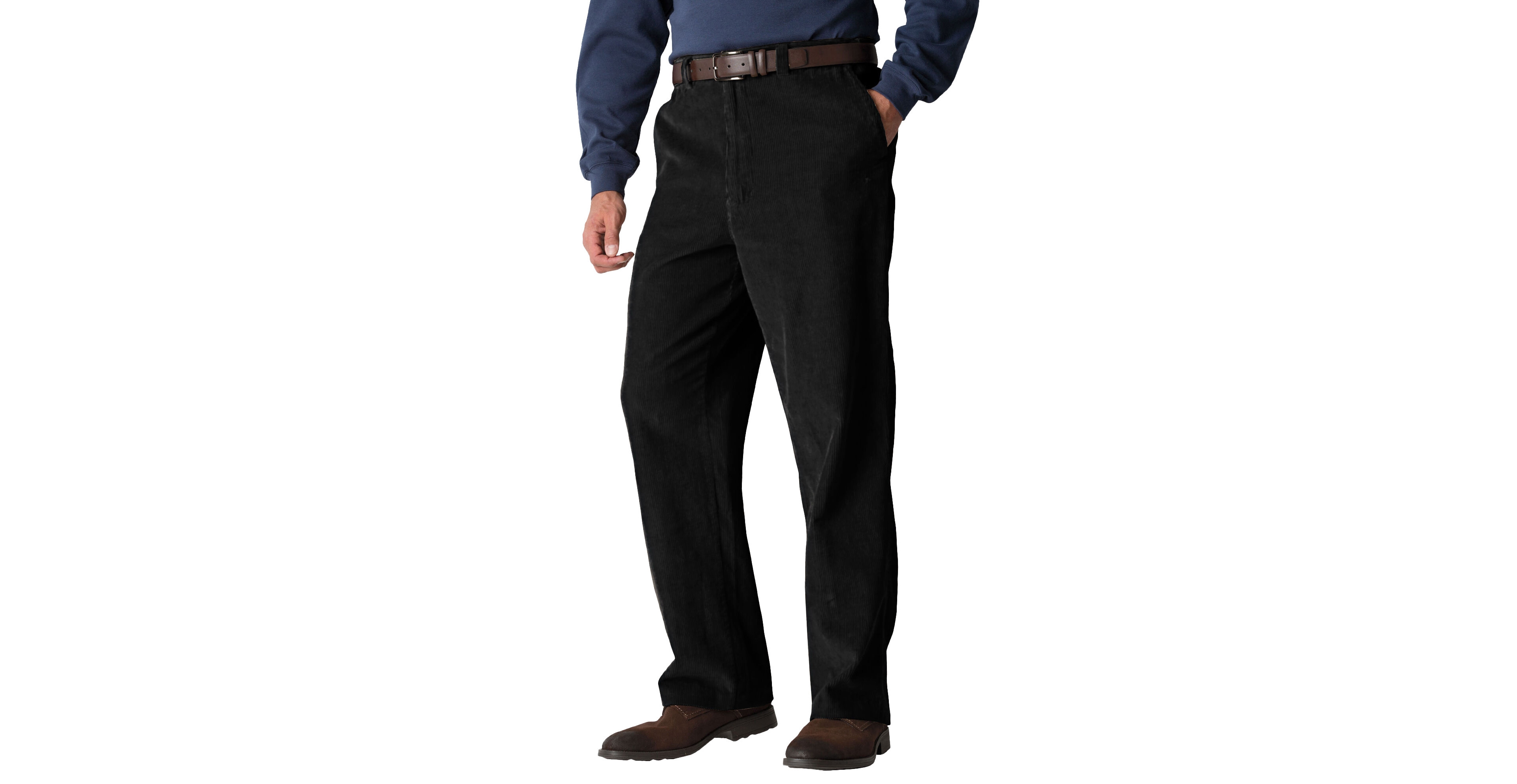 KingSize Men's Big & Tall Expandable Waist Corduroy Pleat-Front Pants