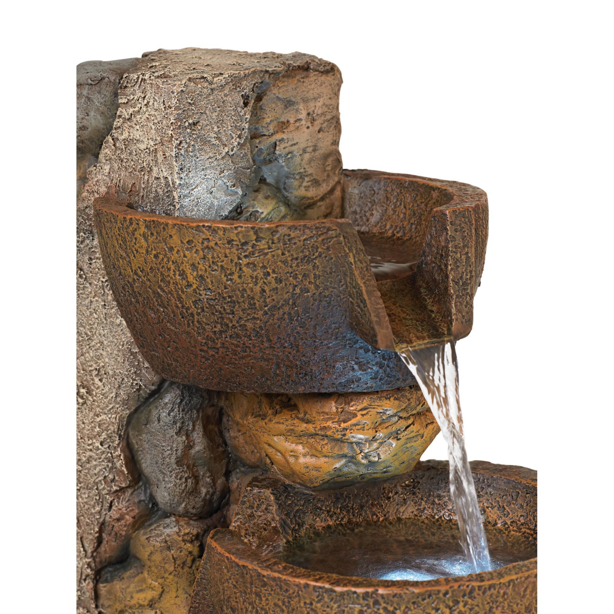 John Timberland Ashmill Urn Rustic Outdoor Floor Cascading Fountain High with Led Light Waterfalls Decor for Garden Patio Backyard Deck Home Lawn