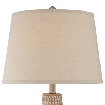 Glenn Rustic Farmhouse Table Lamps 27" Tall Set of 2 Dappled Sandy Beige Oatmeal Fabric Drum Shade for Bedroom Living Room Bedside Office