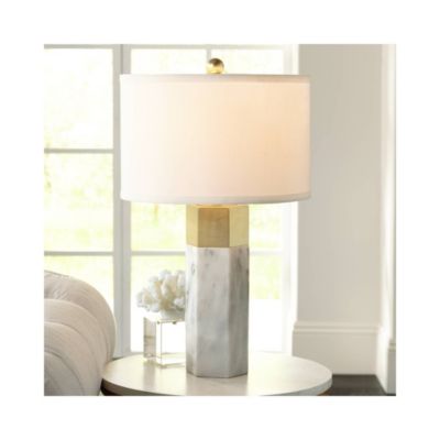Leala Modern Accent Table Lamp 21" High Faux Marble Gold Metal White Drum Shade for Bedroom Living Room Bedside Nightstand Office