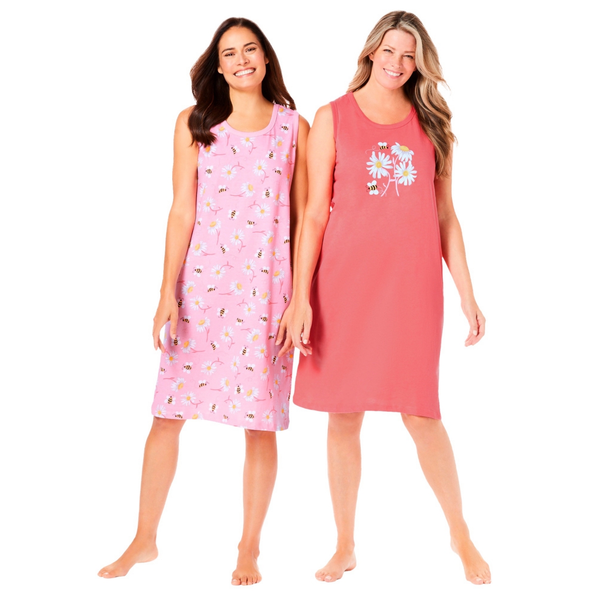 Women's 2-Pack Sleeveless Sleepshirt - Black animal paw