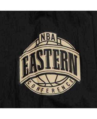 Men's Black Philadelphia 76ers Big Tall Hardwood Classics Team OG 2.0 Anorak Hoodie Quarter-Zip Windbreaker Jacket