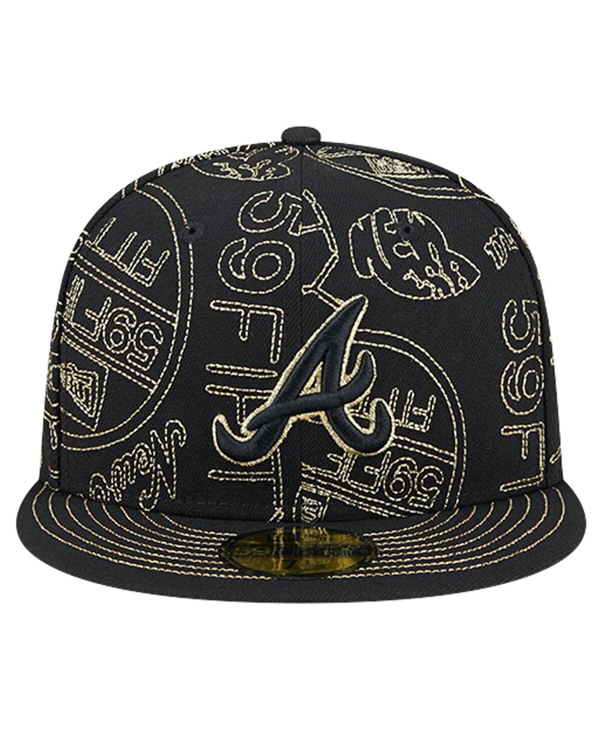 New Era Men's Black Atlanta Braves 59fifty Day Allover Fitted Hat In Black