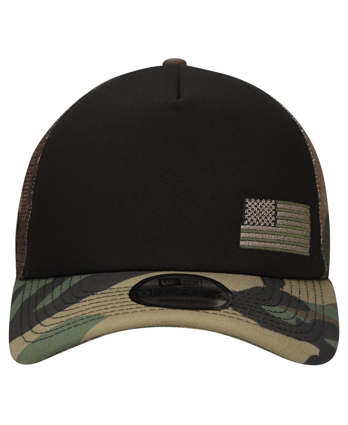 New Era Men'sCamo Erik Jones Trucker 9FORTY Adjustable Hat - Black, Camo