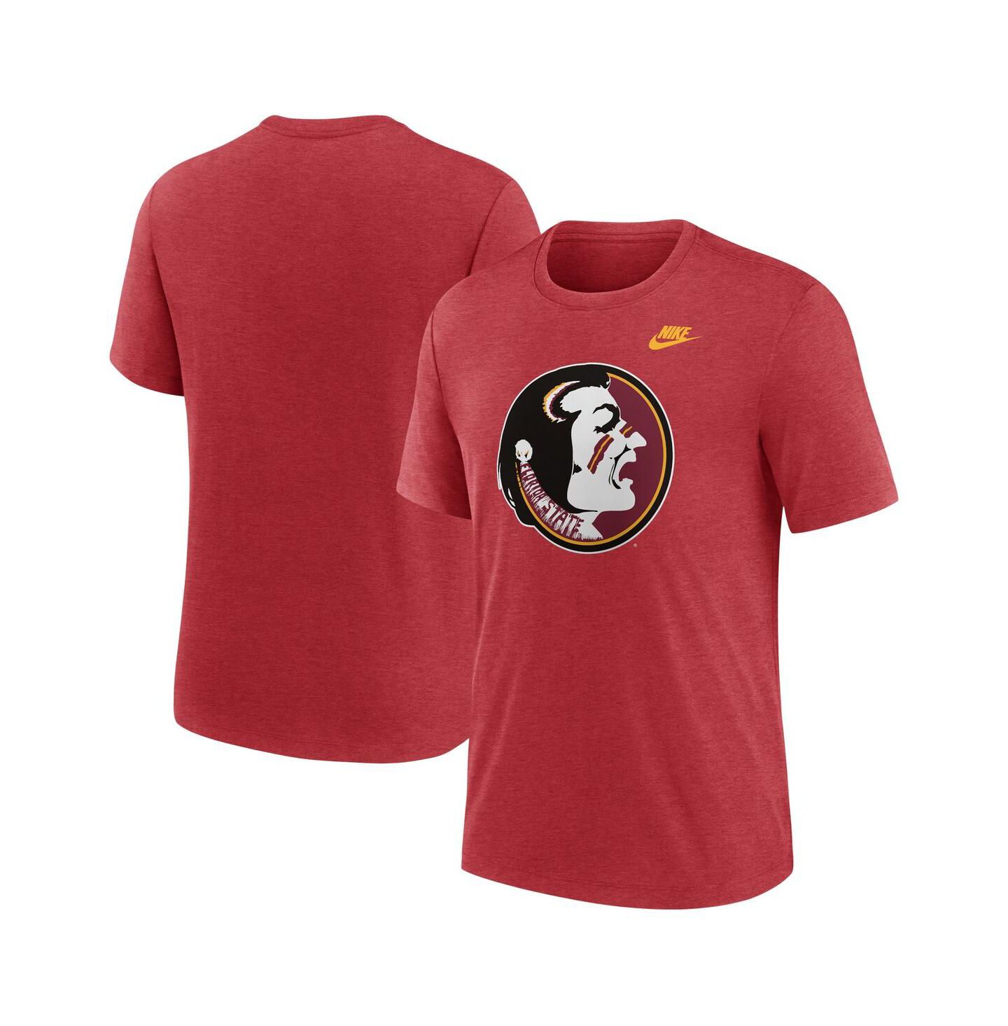 Мужская футболка Nike Florida State Seminoles Blitz Evergreen Legacy Primary Tri-Blend, цвет: Гранатовый — фото 1