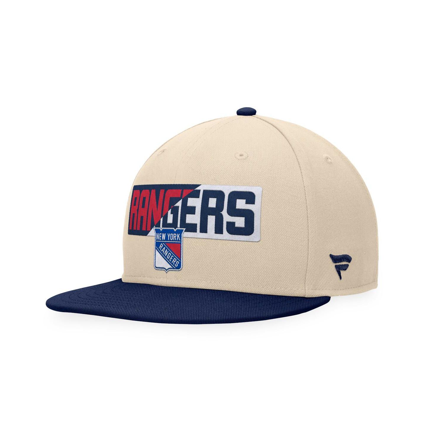 Мужская кепка Fanatics Cream/Navy New York Rangers Goalaso Snapback Hat — фото 1