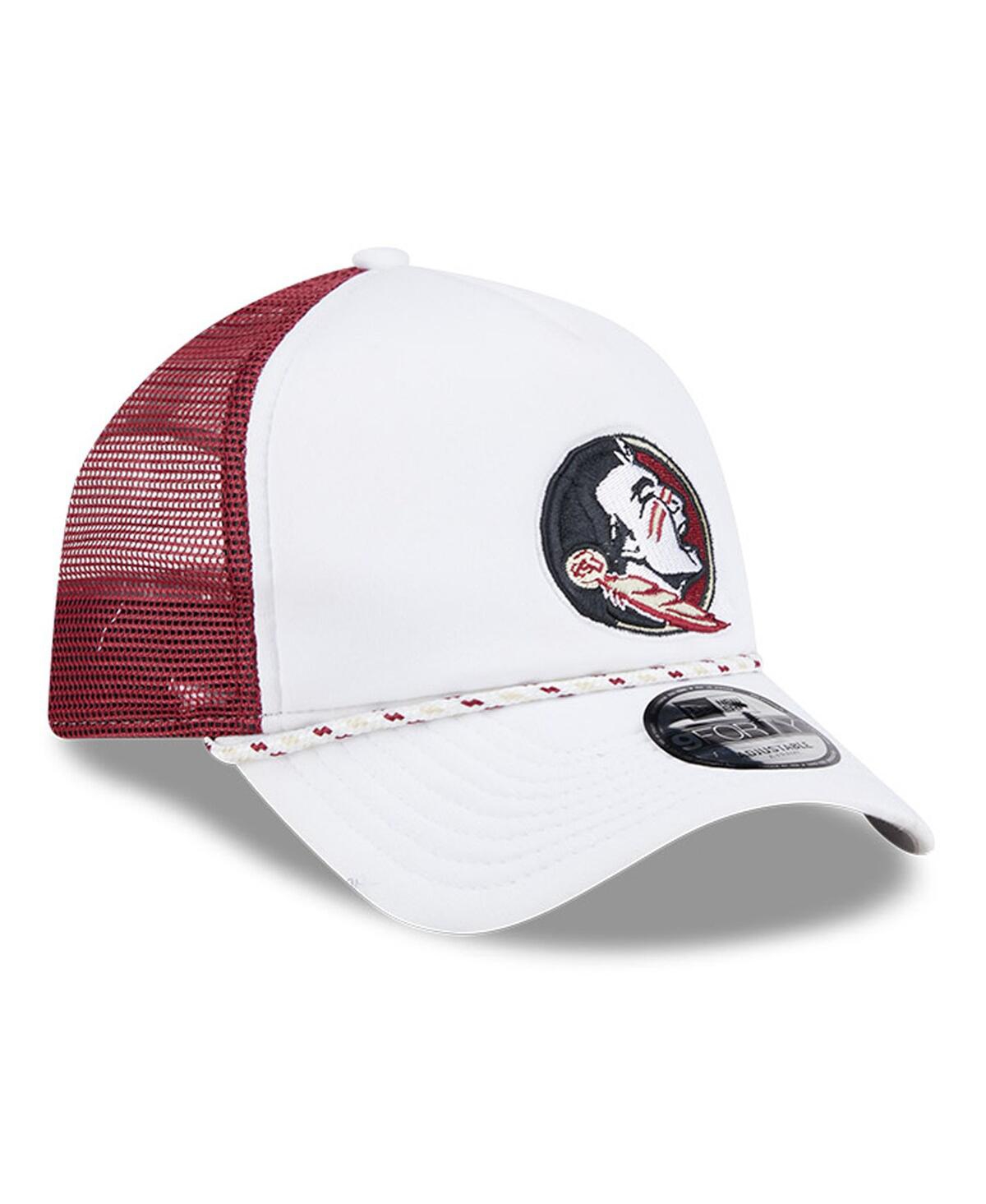New Era Men's White/maroon Mississippi State Bulldogs Court Sport Foam A-frame 9forty Adjustable Trucker Hat In White,garnet