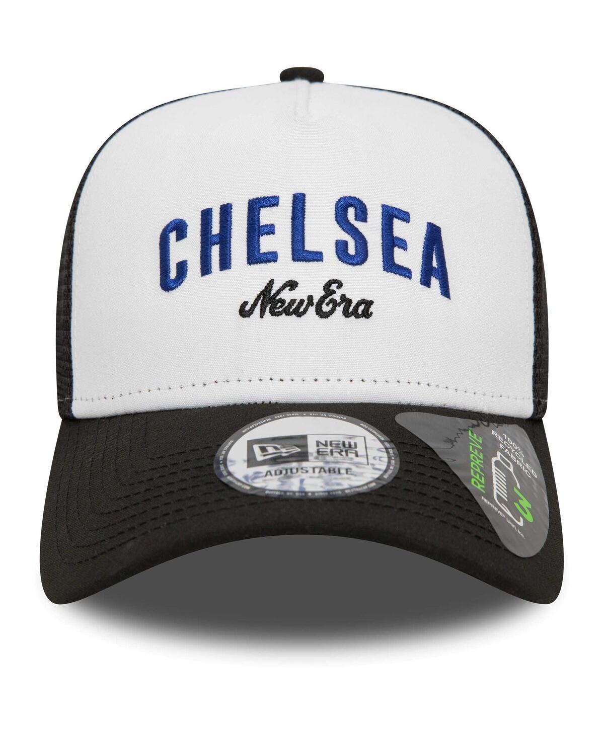 Men's White Chelsea E-frame Adjustable Trucker Hat In White,black