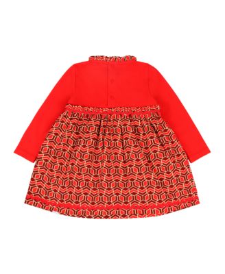 Infant Girls Long Sleeve Ruffle Trim Dress and Bloomer Set