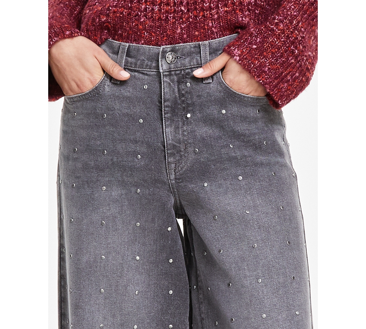 Dkny Jeans Women's High-Rise Rhinestone Wide-Leg Jeans - UWX - WASHINGTON