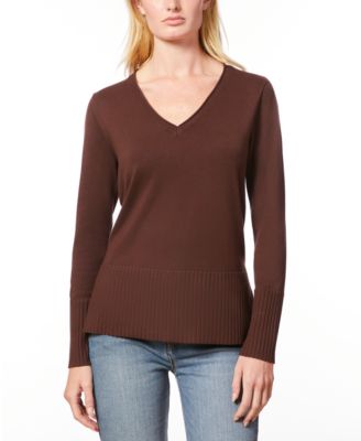 Women's V-Neck Wide-Hem Wide-Cuff Sweater