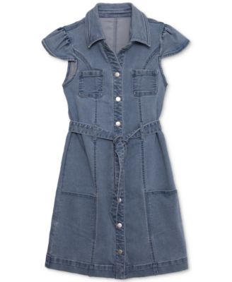 Speechless - Big Girls Collared Belted Denim Dress