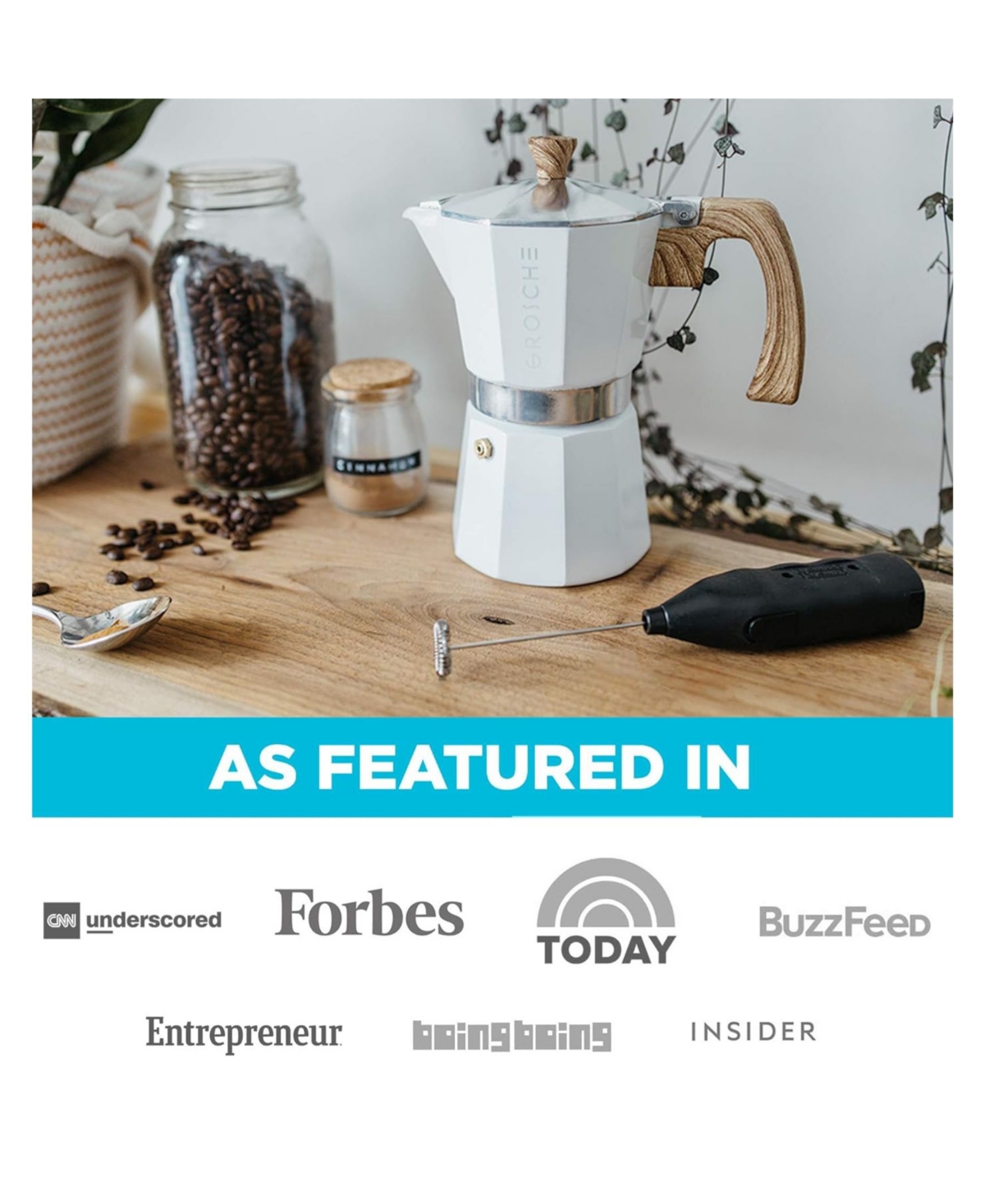 Grosche Milano Expresso Elegance: Moka Pot Espresso Cup Set In White