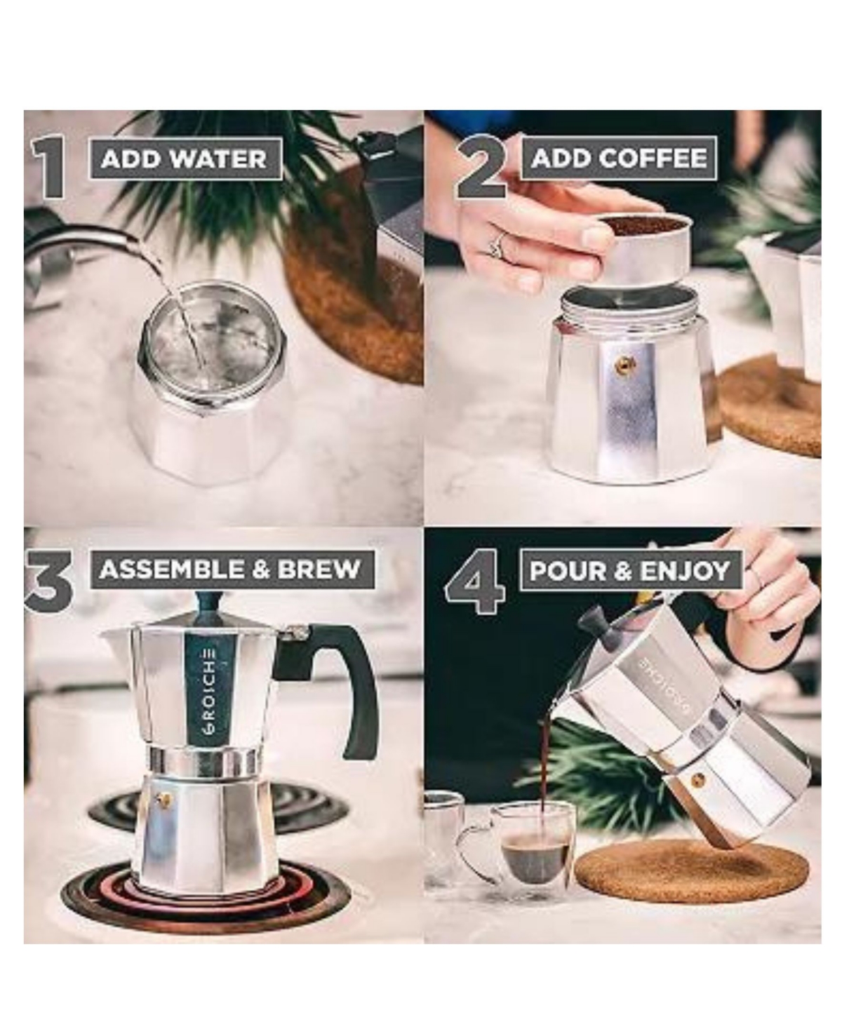 Grosche Grind Brew Duo: Milano Moka Pot Bremen Burr Grinder In Blue