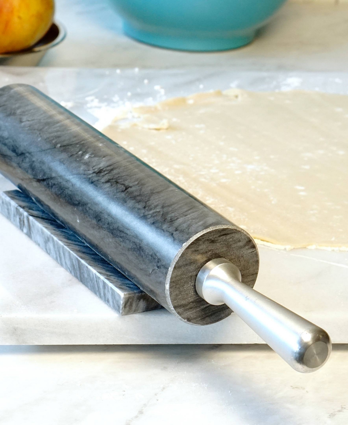 RSVP INTERNATIONAL 17.5" GREY MARBLE ROLLING PIN WITH STAND 