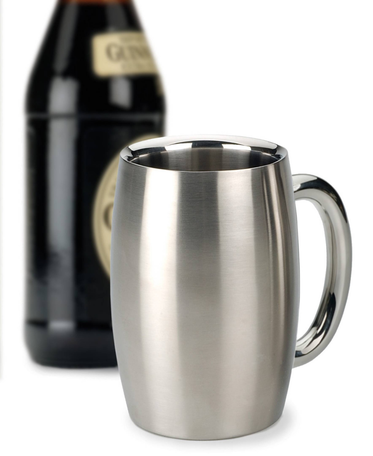 Shop Rsvp International Endurance Stainless Steel Double Wall Beer Mug 15 Ounce In Gray