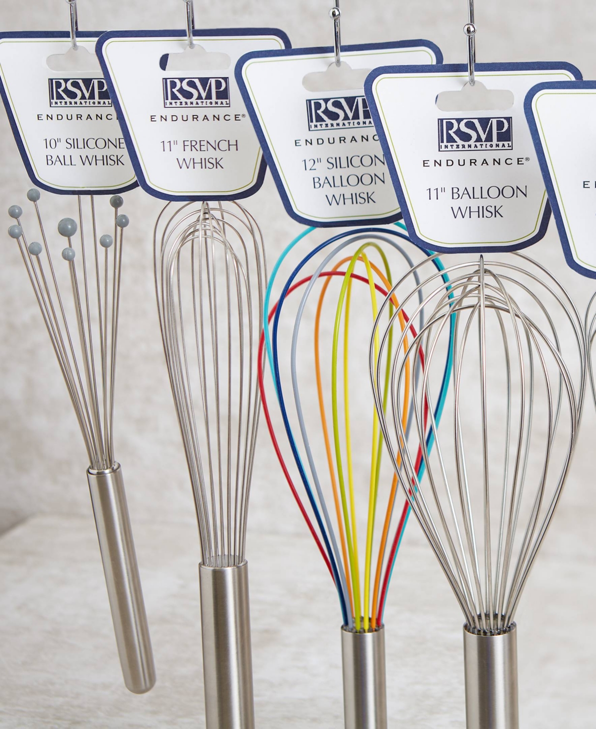 Rsvp International Endurance Stainless Steel 11.75" X 3.25" Colored Silicone Coated Whisk In Multi