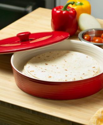 11" D Stoneware Red Tortilla Warmer