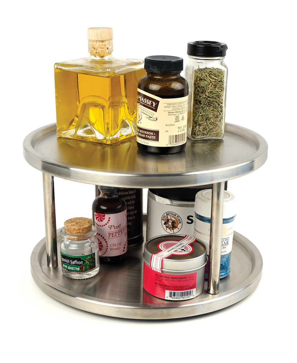 Rsvp International Endurance Stainless Steel 10.5" D X 6" H Two-tier Lazy Susan In Gray