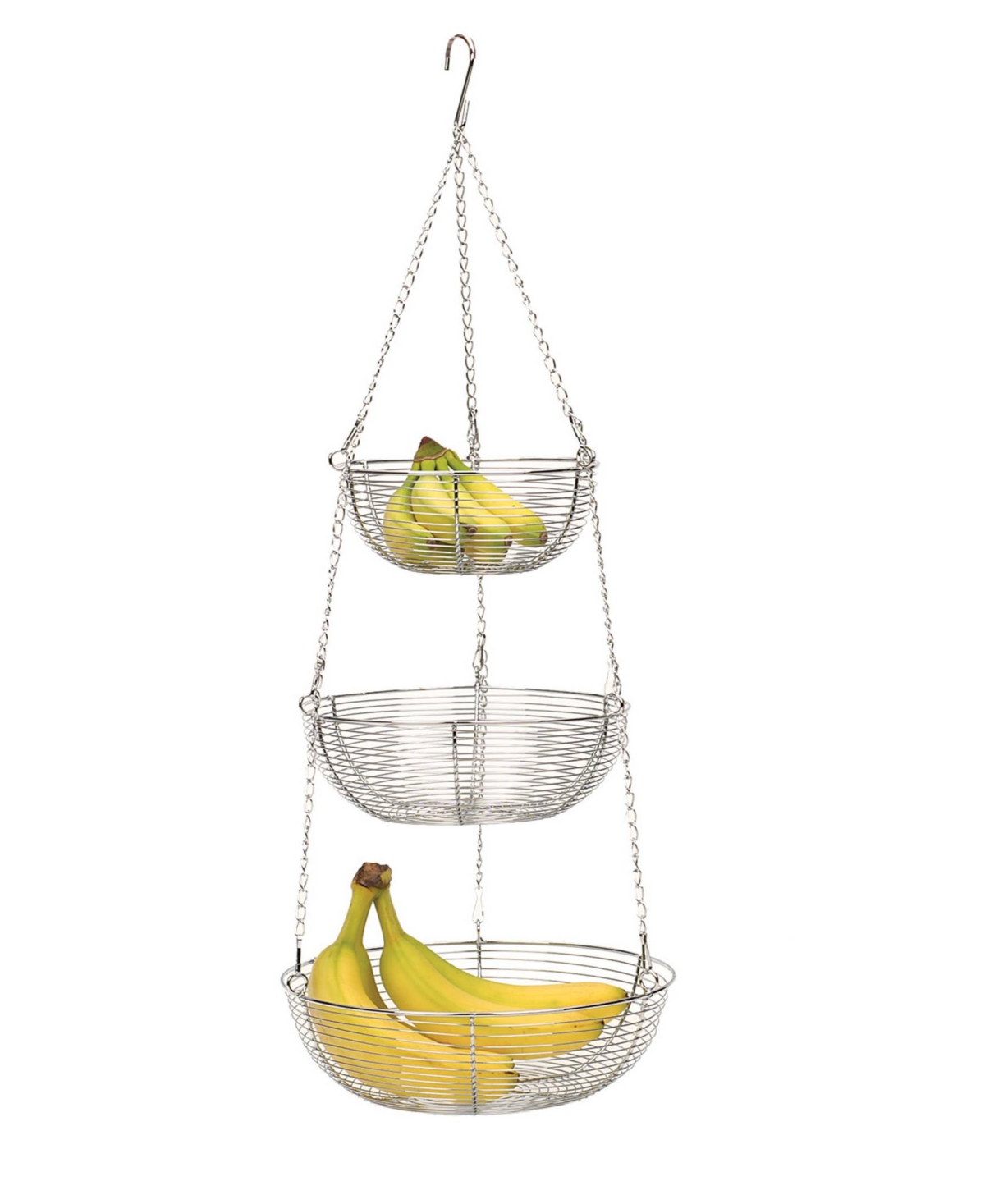Rsvp International Woven Wire 3 Tier Chrome Hanging Basket In Silver