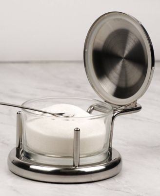 Endurance Stainless Steel 6x4x3" Salt Server and Spoon Set