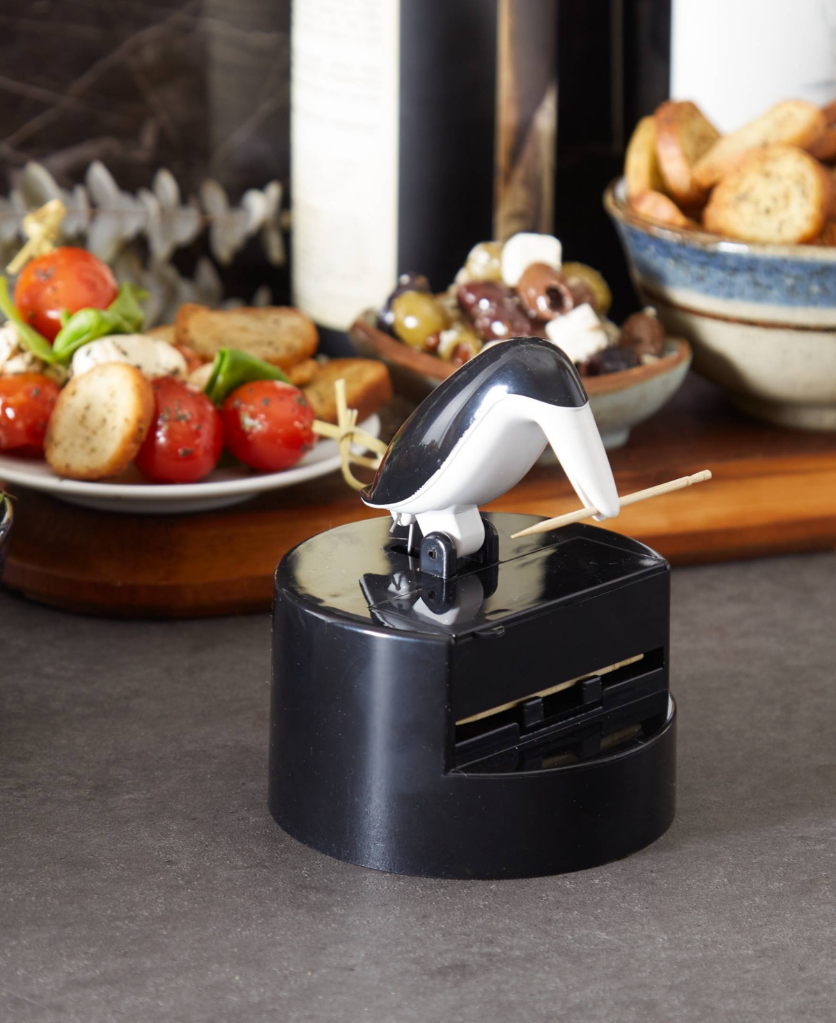 Rsvp International Plastic 3.5" X 4.5" Willie Woodpicker Toothpick Holder In Black