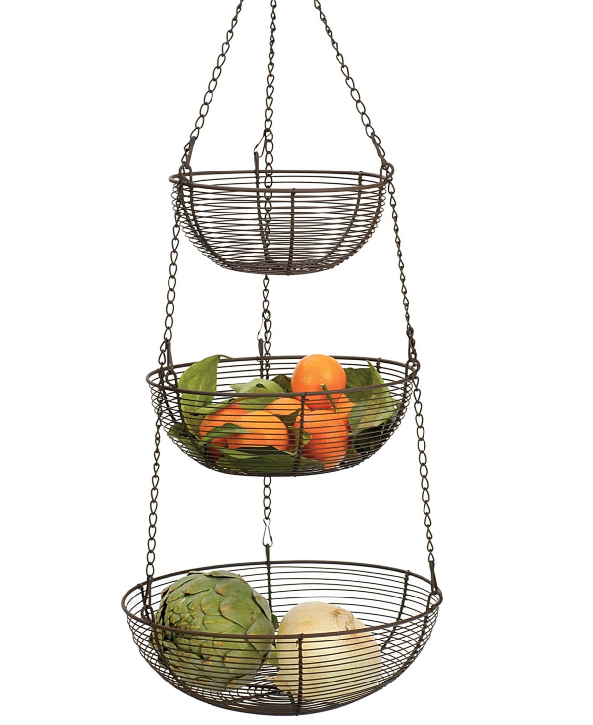 Shop Rsvp International Woven Wire 3 Tier Bronze Hanging Basket In Brown