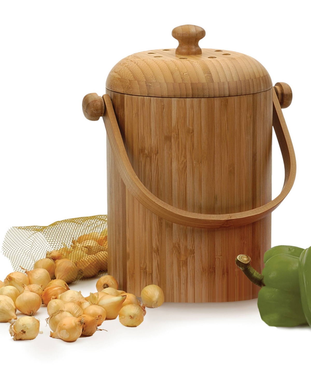 Shop Rsvp International Endurance Wood 3.25 Quart Compost Pail Set In Beige