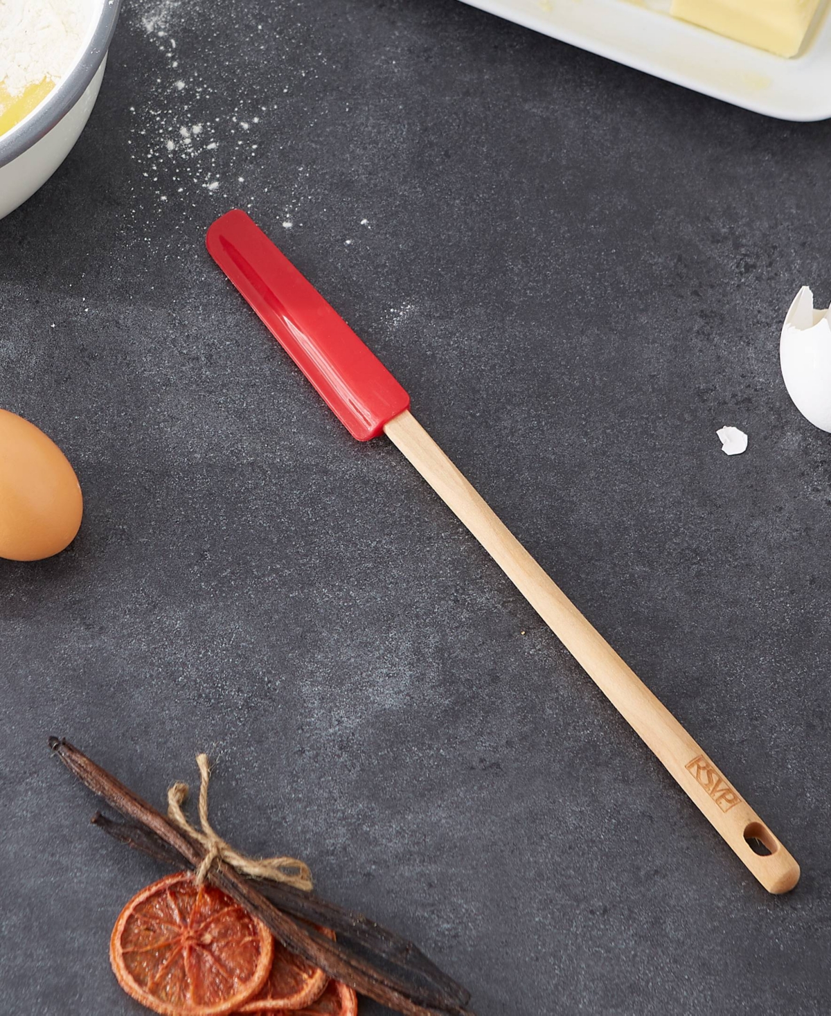 Rsvp International Silicone Wood 12x1" Red Skinny Spatula In Red