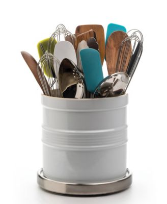 Stoneware 7.5" D x 7" H White Oversized Tool Crock