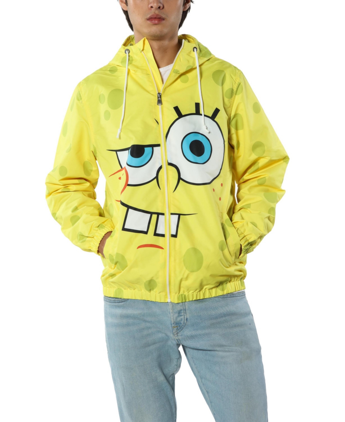 Men's Spongebob Windbreaker Jacket - Yellow