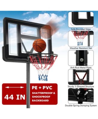 4.25-10 Feet Adjustable Basketball Hoop System with 44 Inch Backboard