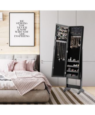 Mirrored Standing Jewelry Cabinet Storage Box